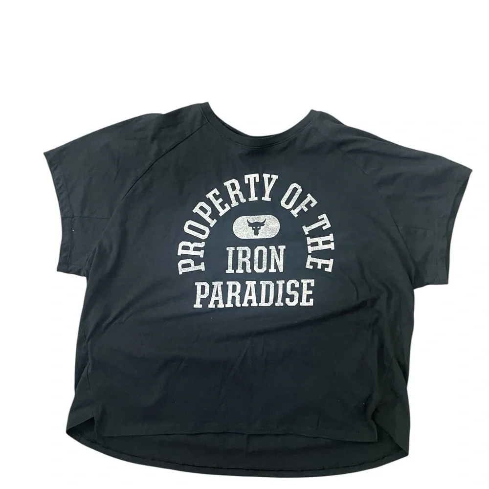 Under Armour Women's Project Rock Property of Short Sleeve - Black size XL - Picture 5 of 5